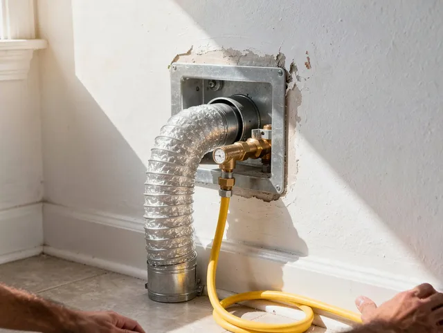 Stonington Dryer Vent Cleaning certified technician performing specialized gas dryer vent cleaning in Stonington